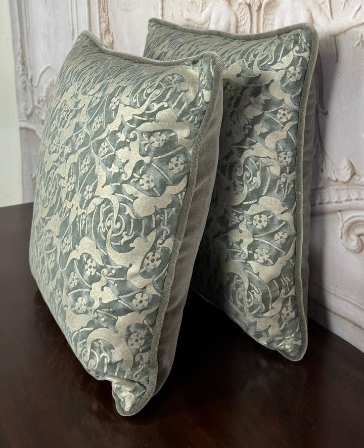 Pair Of Authentic Venetian Oneiroi Patterned Fortuny Pillows