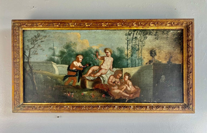 19th C. Italian Oil on Canvas w/ Cherubs