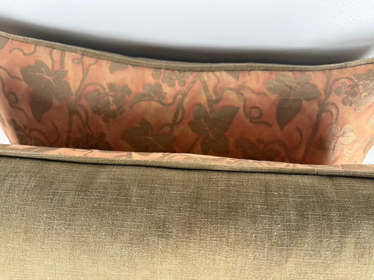 Pair of Authentic Fortuny “Vine & Grapes” Pattern Pillows in Coral and Gold