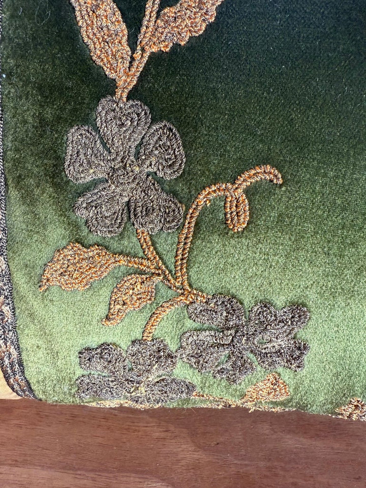 Pair of Custom Pillows with 19th-Century French Metallic Appliqués