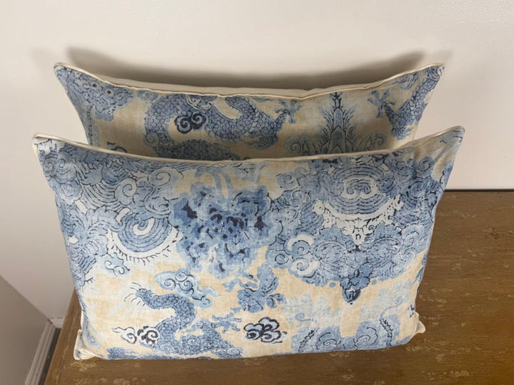 Pair of Dragon Printed linen Pillows