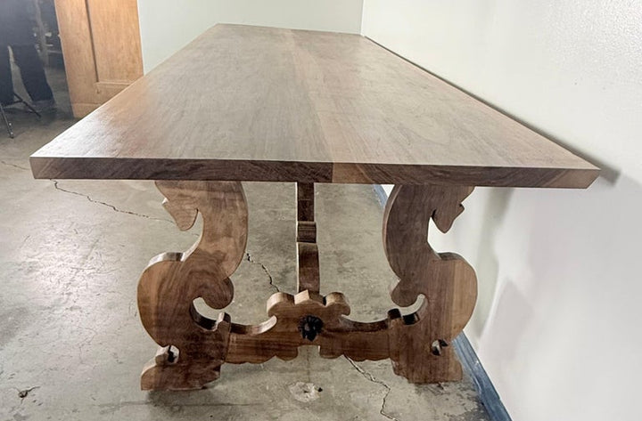 Spanish Revival Style Ten-Foot Dining Table in Solid Walnut