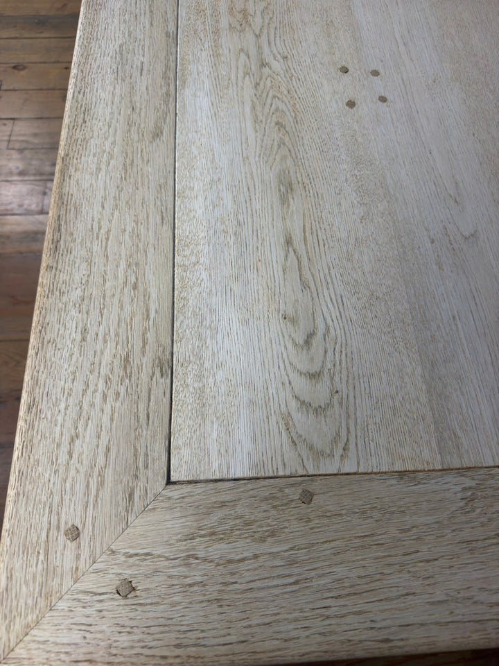 Vintage French Country Bleached Oak Farmhouse Dining Table
