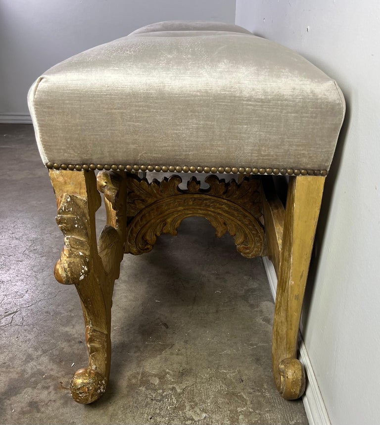 Pair of Italian Baroque Style Gilt Wood Benches C. 1920