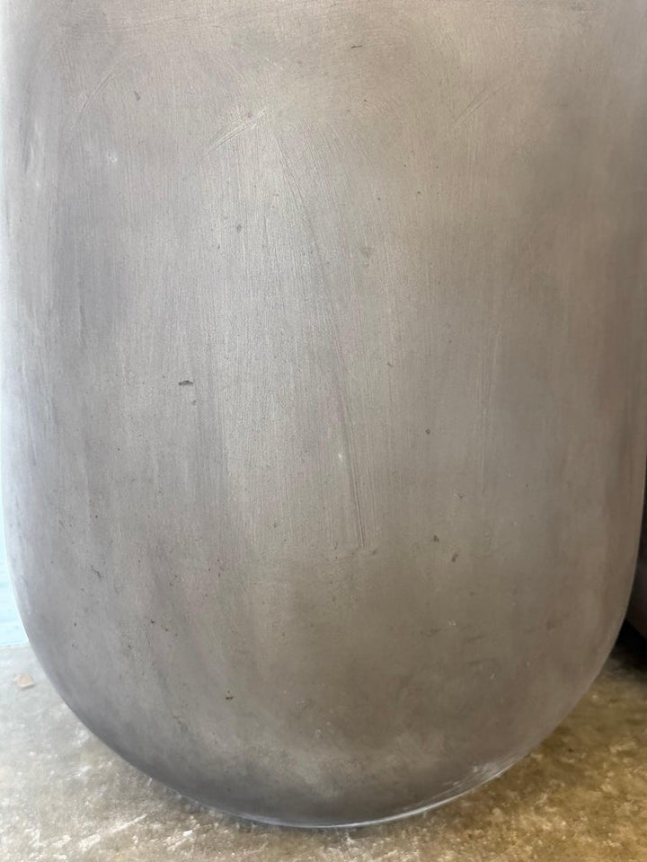 Pair of Monumental Cylinder Planters - Brutalist Bullet Form - Dark Slate