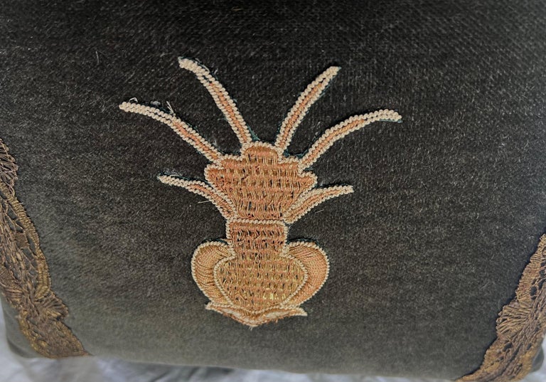 Pair of Metallic Appliqued Velvet Pillows by MLA