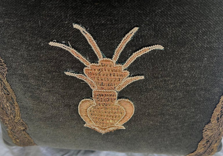 Pair of Metallic Appliqued Velvet Pillows by MLA