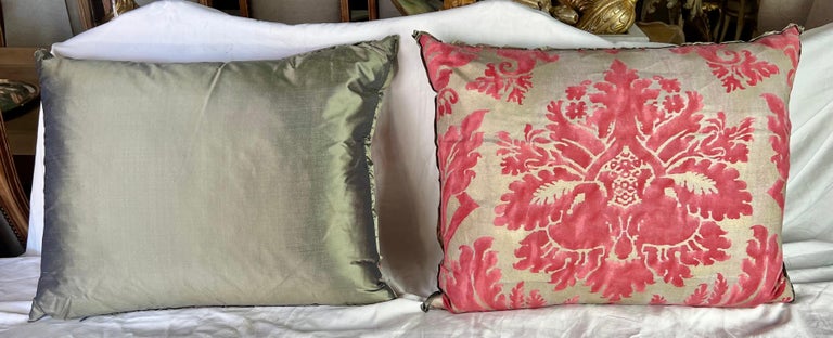 Pair of Pink & Gold Fortuny Textile Pillows