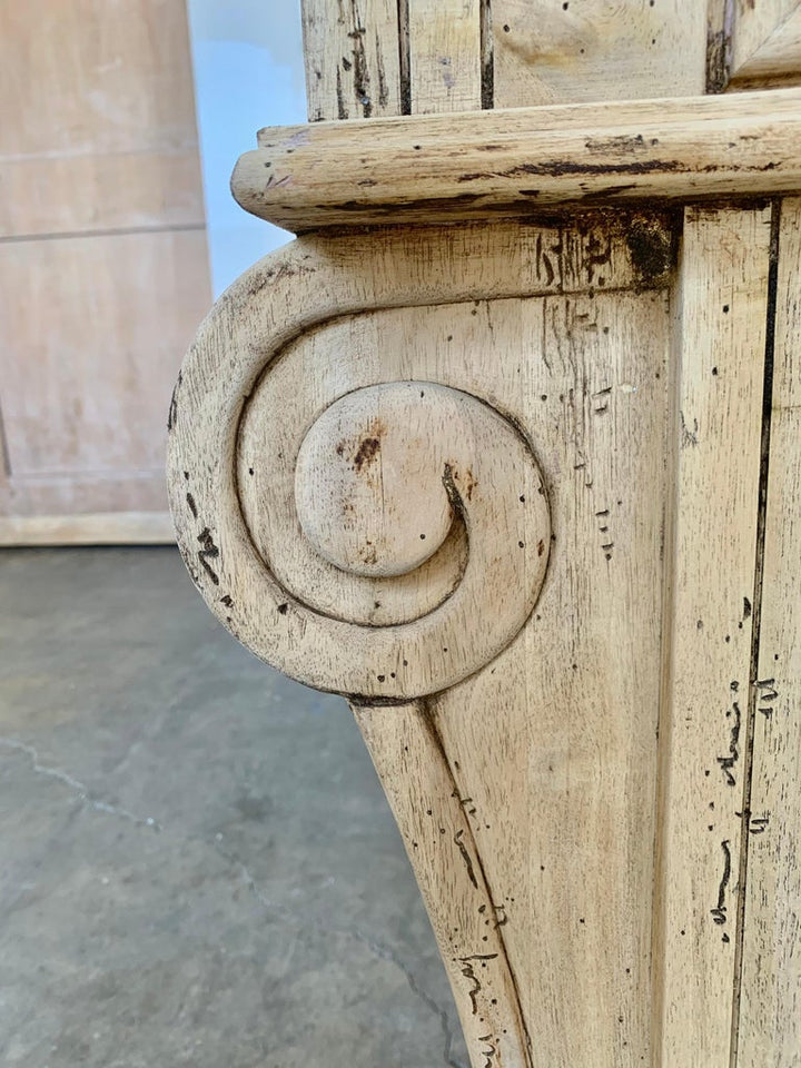 Italian Bleached Walnut Sideboard w/ Storage and Marble Top