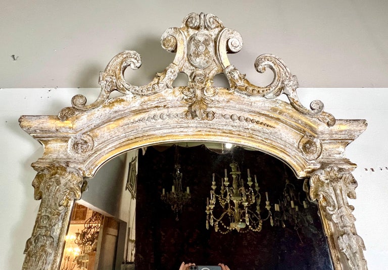 19th-Century French Rococo Style Painted Mirror