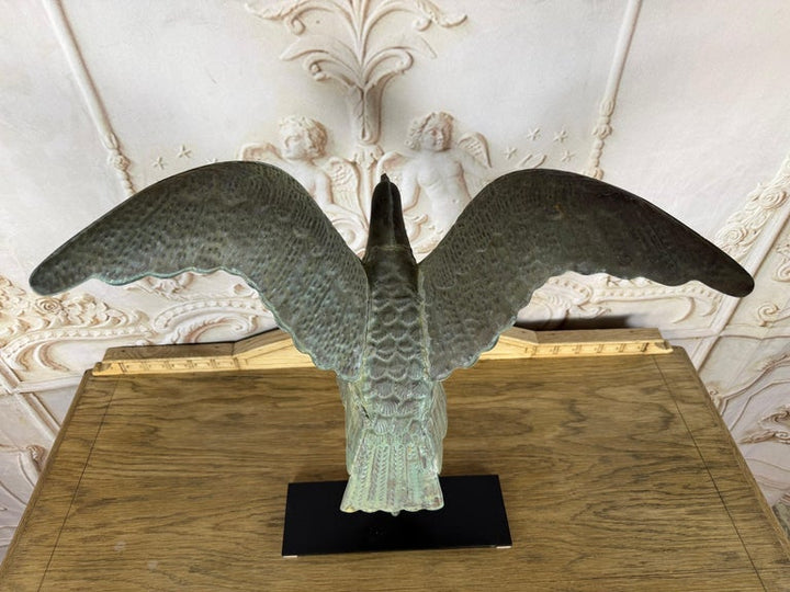 Folk Art Copper Eagle Weathervane on Iron Base