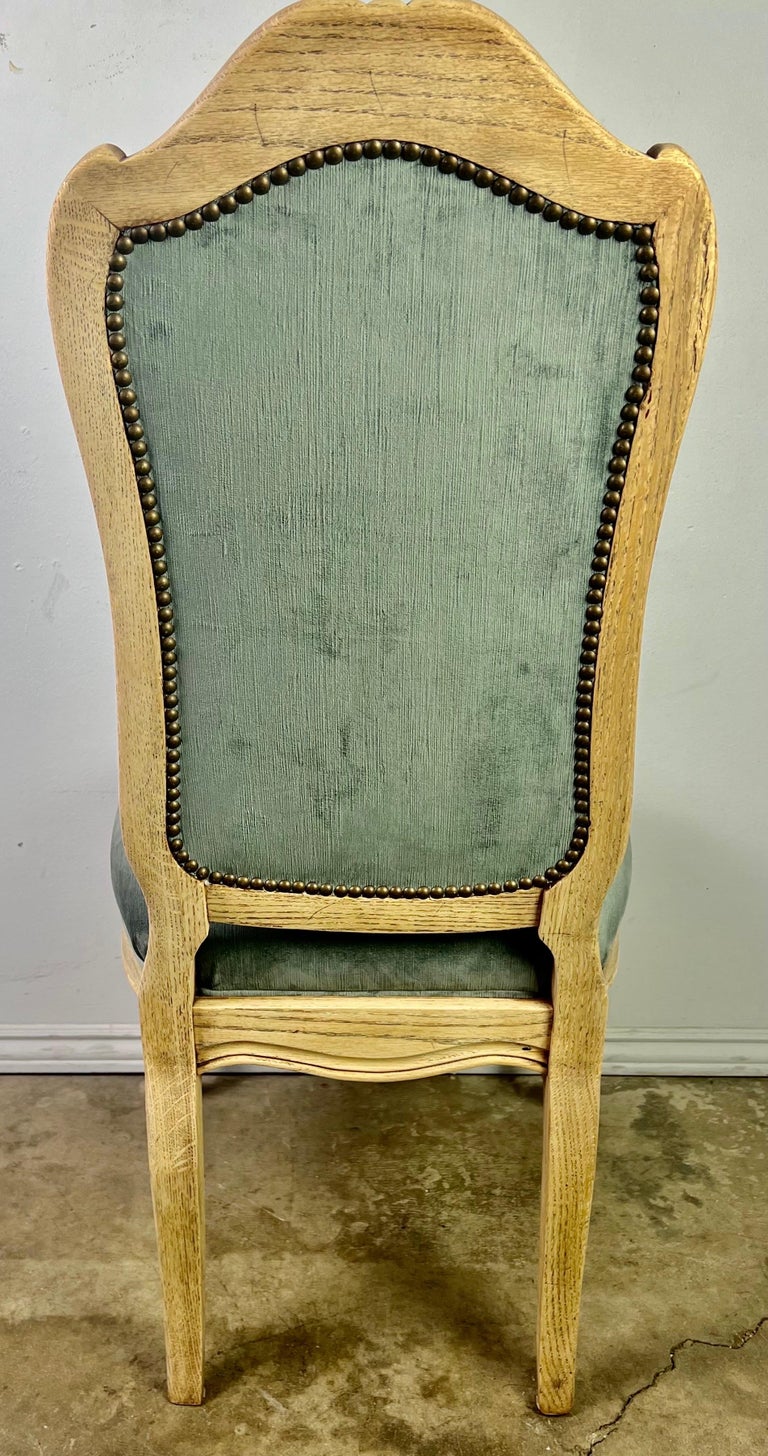 Set of Eight French Blue Velvet Dining Chairs C.1930's