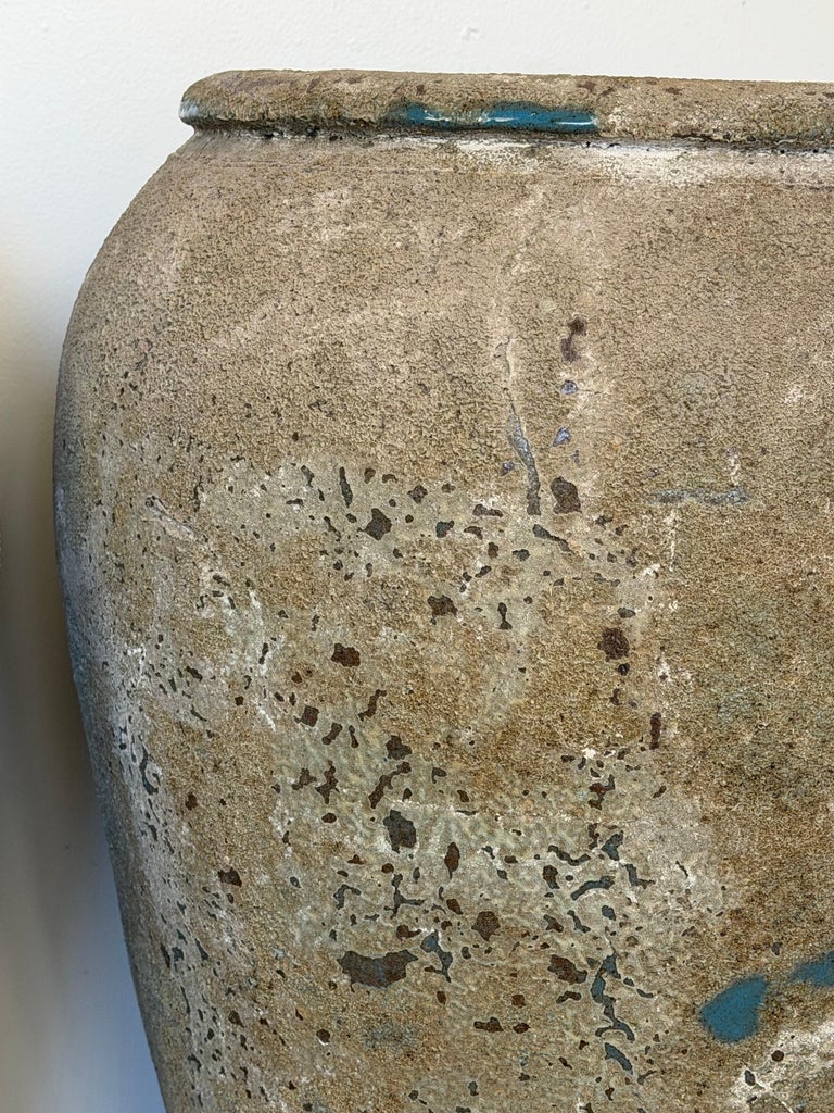 Pair of Monumental Antique Water Jars - Large with Original Turquoise Glaze