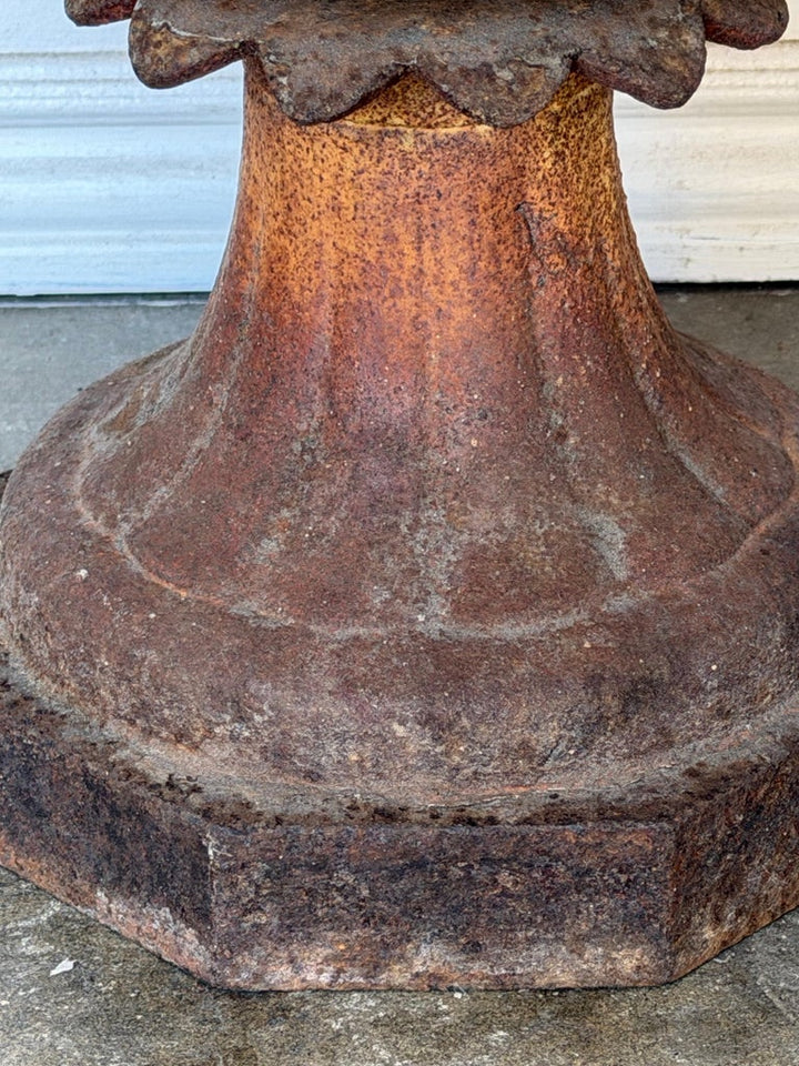 Antique French Cast Iron Garden Urn, Distressed Patina, 19th Century