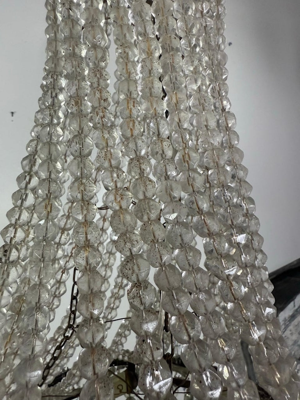 Elegant Early 20th Century Empire-Style Crystal Beaded Chandelier