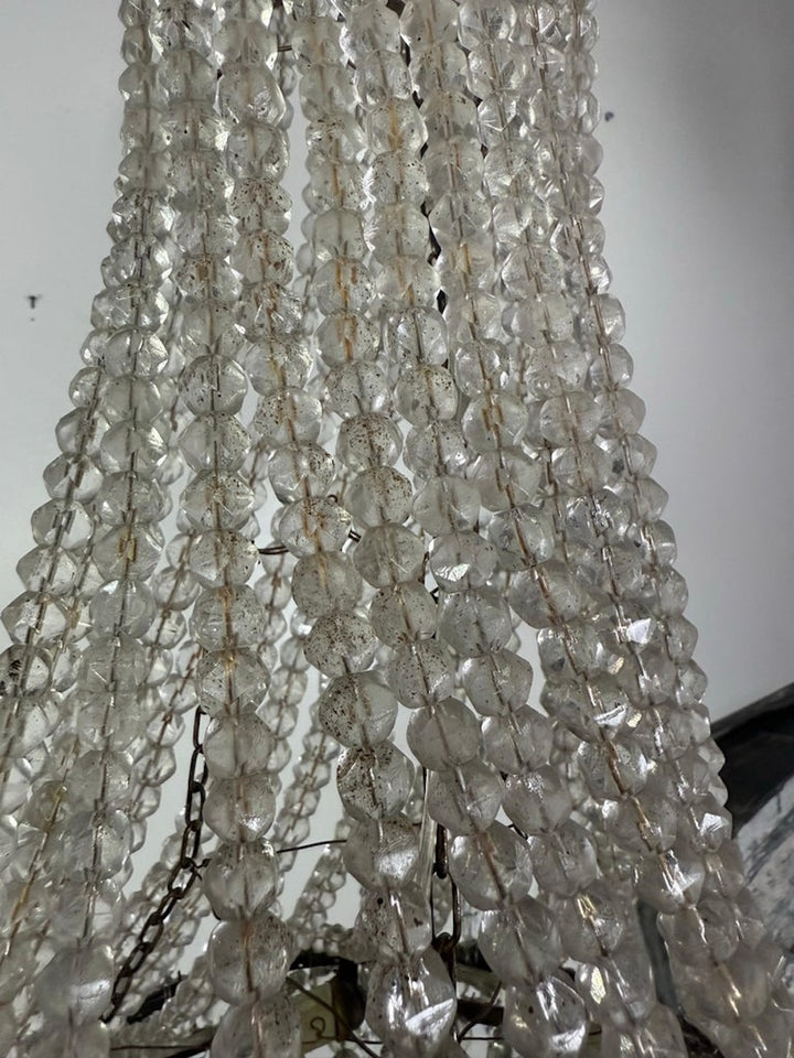 Elegant Early 20th Century Empire-Style Crystal Beaded Chandelier