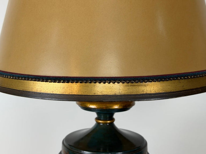 Italian Neoclassical Tole Urn Table Lamp Hand Painted Original Parchment Shade