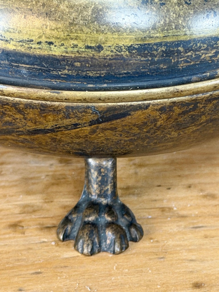 Pair of English Brass Table Lamps - Lion Paw Feet with Original Shades