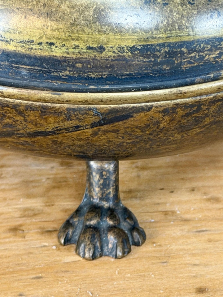 Pair of English Brass Table Lamps - Lion Paw Feet with Original Shades