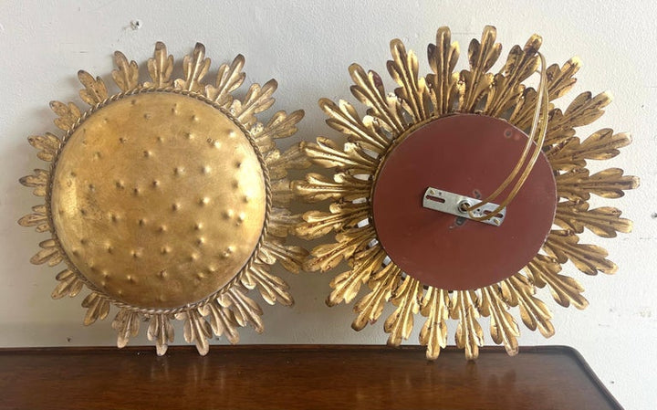 Gilt Metal Sunburst Ceiling Fixture by MLA