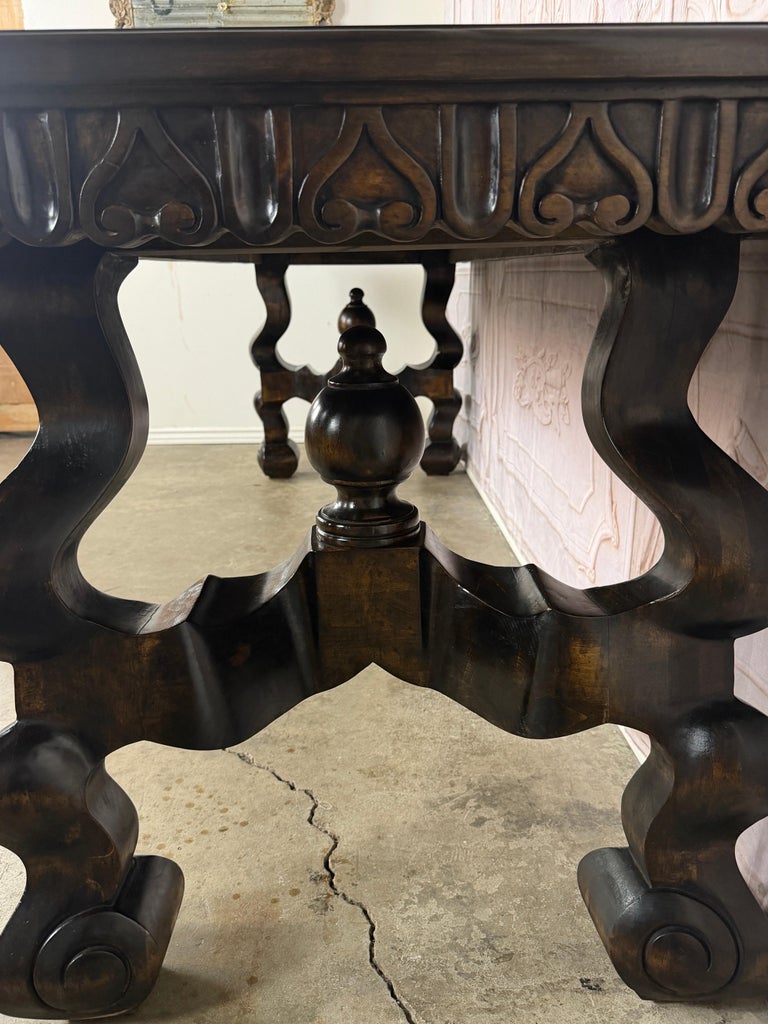 Spanish Revival Hand-Carved Walnut Console Table, Circa 1920-1940