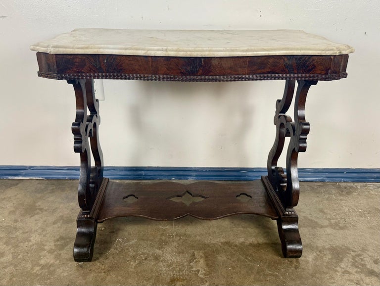 19th Century American Renaissance Revival Marble-Top Side Table