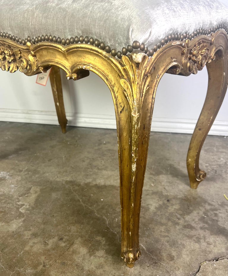 French Louis XV Style Gilt Wood Bench