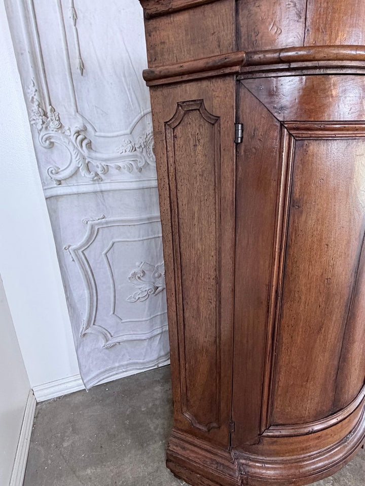 Pair of 18th Century Italian Walnut Corner Cabinets