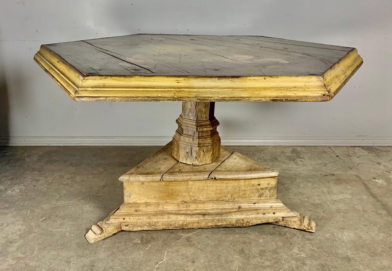 19th Century Spanish Center Table with Painted Cherubs