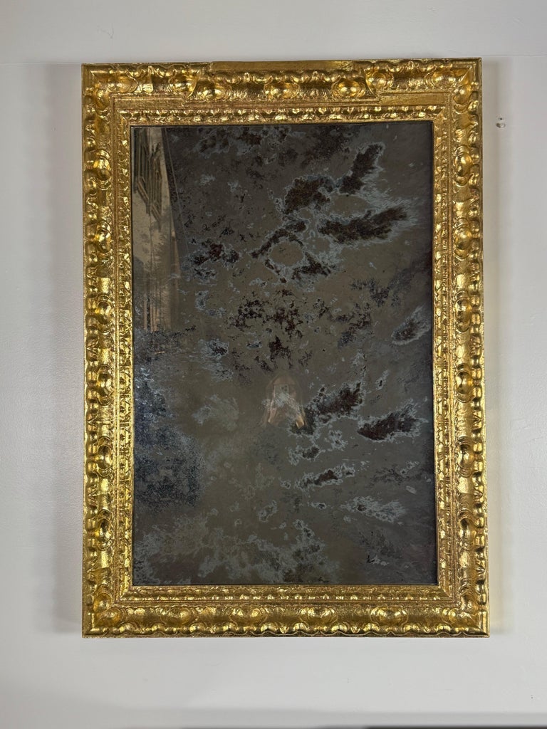 Italian Giltwood Mirror with Deep Oxidized Glass