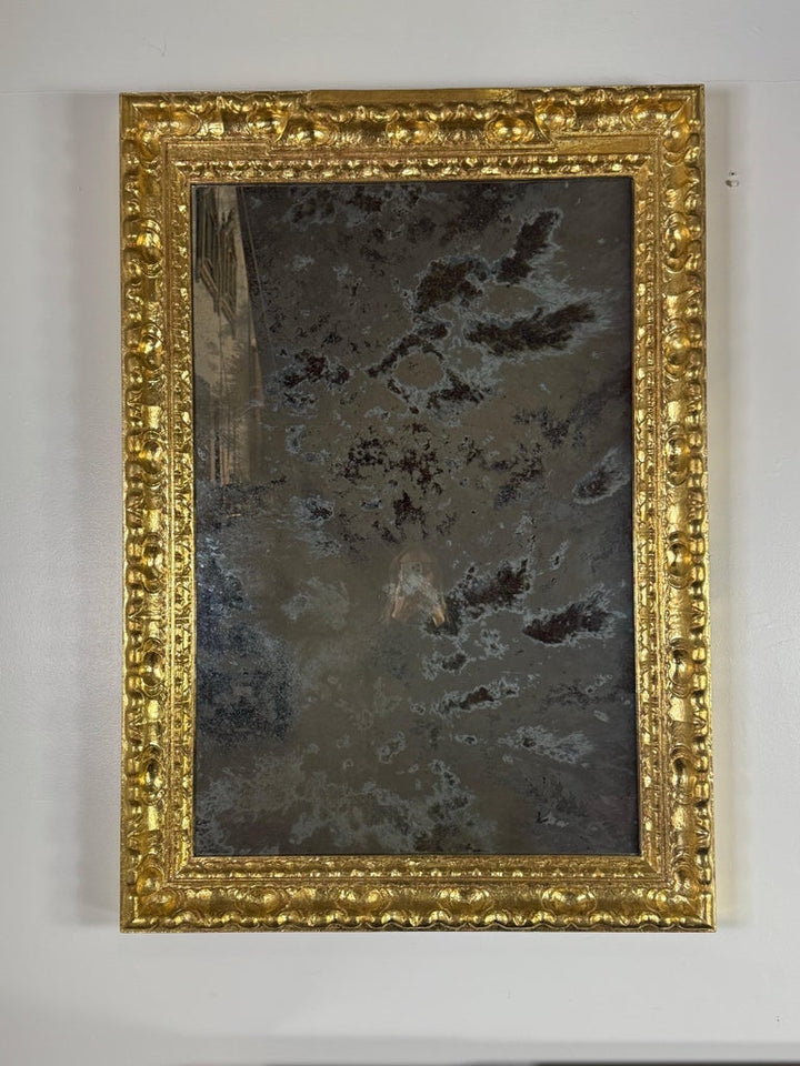 Italian Giltwood Mirror with Deep Oxidized Glass