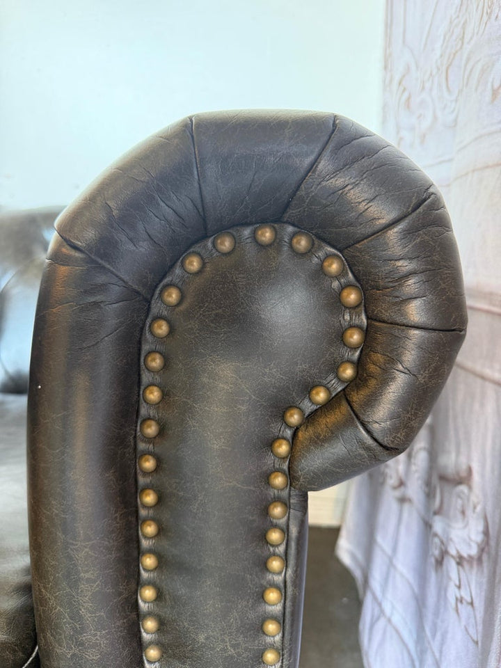 Pair of English CHesterfield Club Chairs- Tufted Armchairs