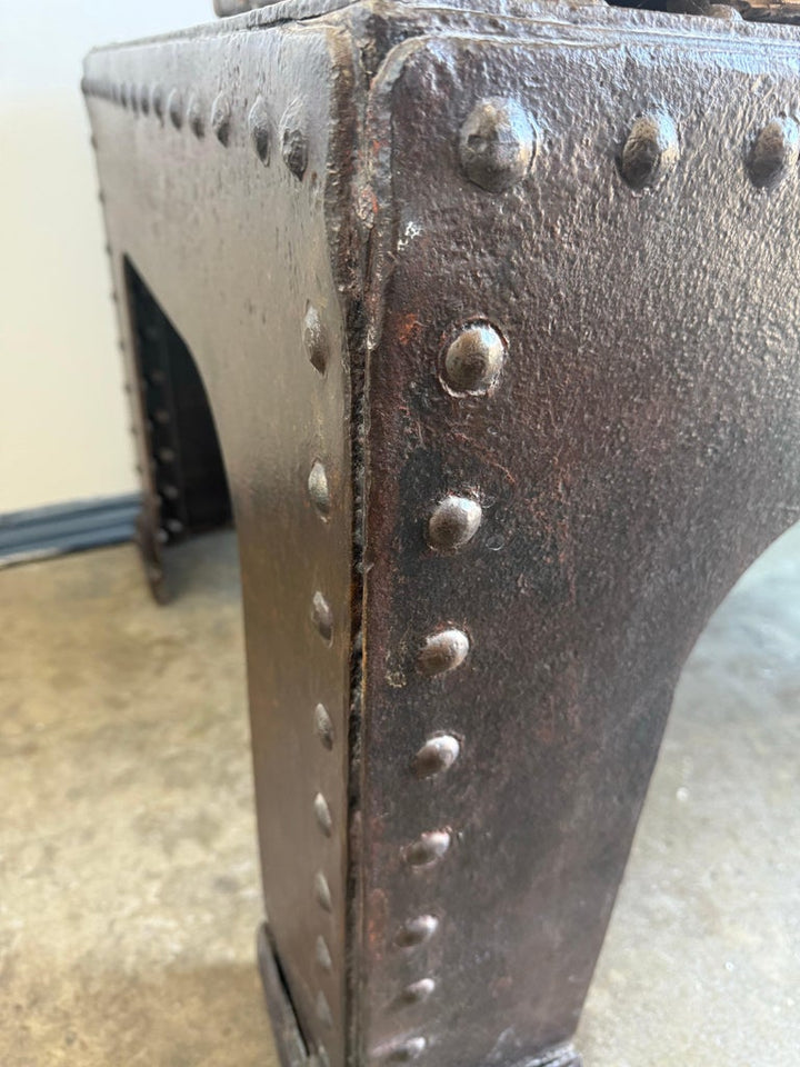 Industrial Riveted Iron Coffee Table from WWII-Era Military Tanks, 1940s
