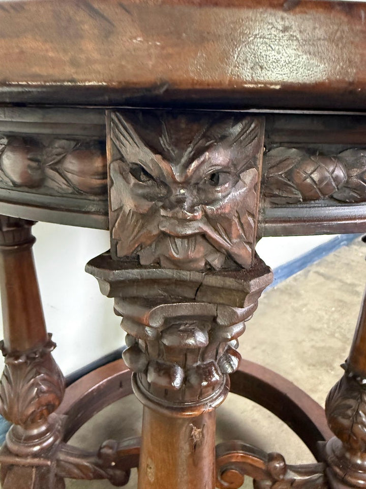 19th Century Italian Renaissance Revival Carved Walnut Table