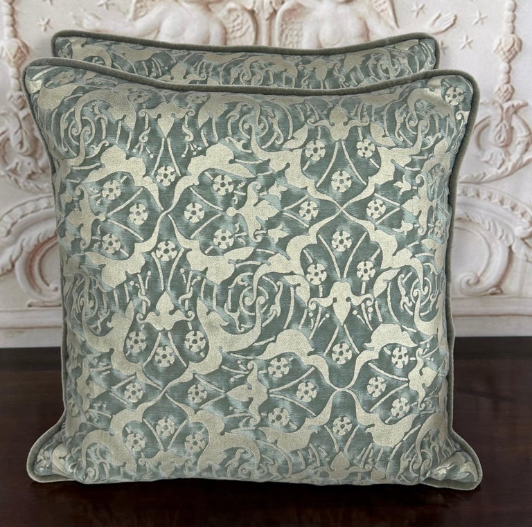 Pair Of Authentic Venetian Oneiroi Patterned Fortuny Pillows