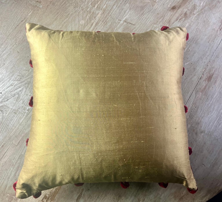 Pillow Made with 19th C. Gold Embroidered Silk by Melissa Levinson