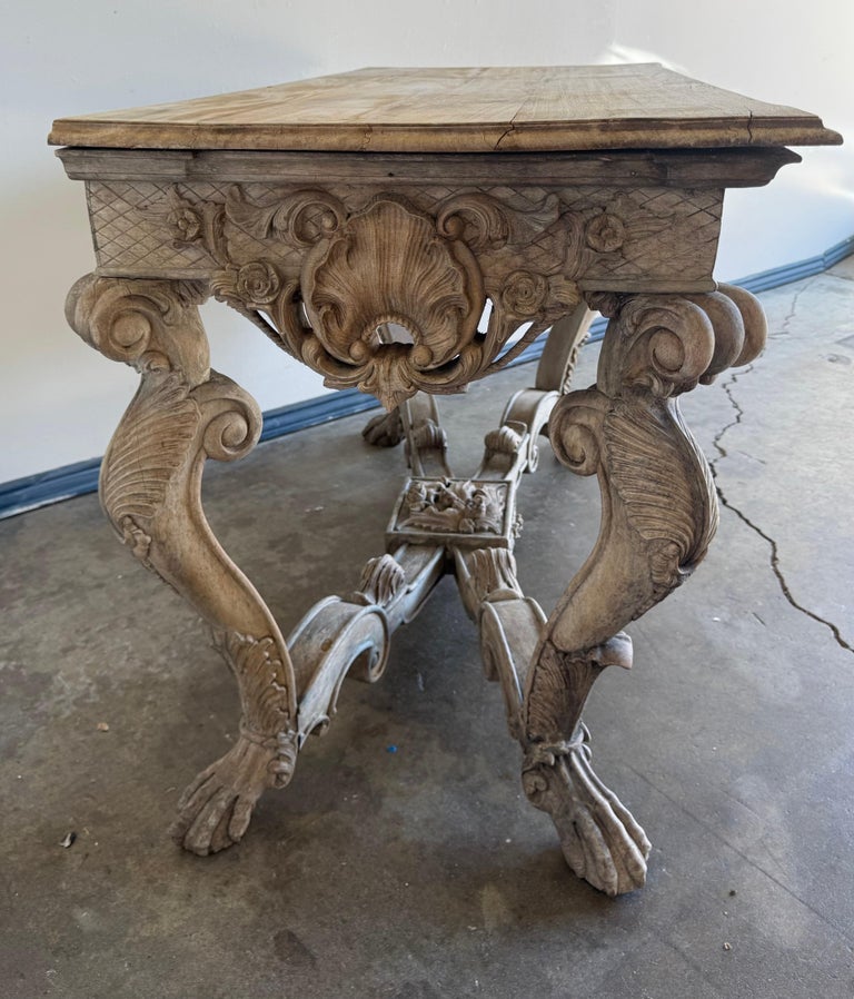 Italian Baroque Revival Carved Wood Console Table