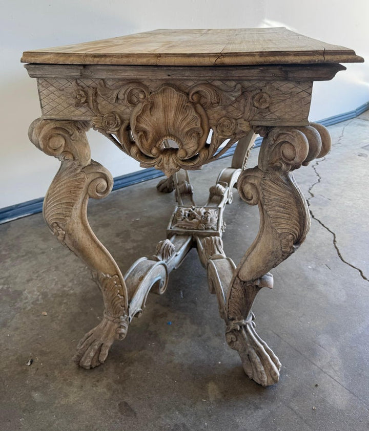 Italian Baroque Revival Carved Wood Console Table