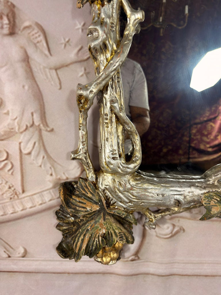 Pair of Italian Baroque Wall Mirrors, Hand-Carved Wood, Circa 1960s
