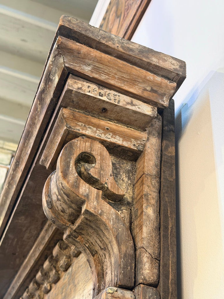 Neoclassical Pier Mirror, Distressed Wood, Circa 1880s