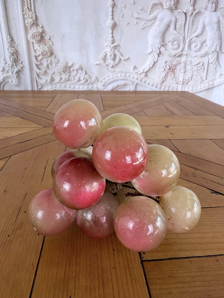 Large Vintage Italian Alabaster Grape Cluster Sculpture