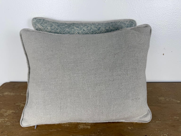 Petite Pair of Printed Linen Pillows with Belgian Linen Backs