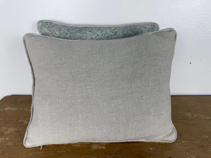 Petite Pair of Printed Linen Pillows with Belgian Linen Backs