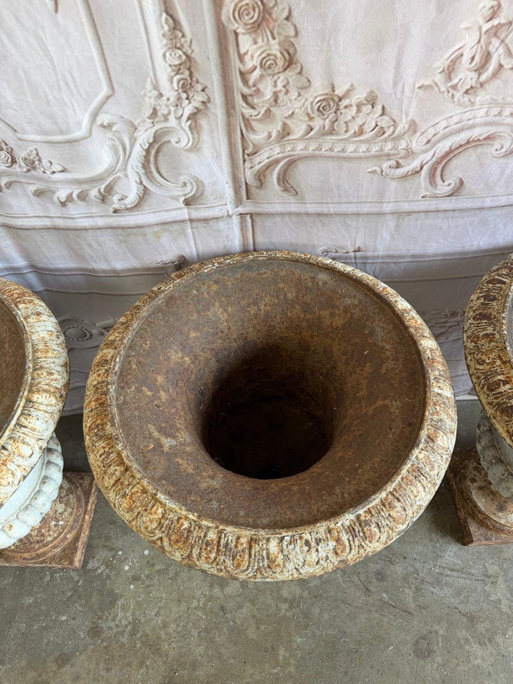 Set of 4 19th Century French Cast Iron Garden Urns