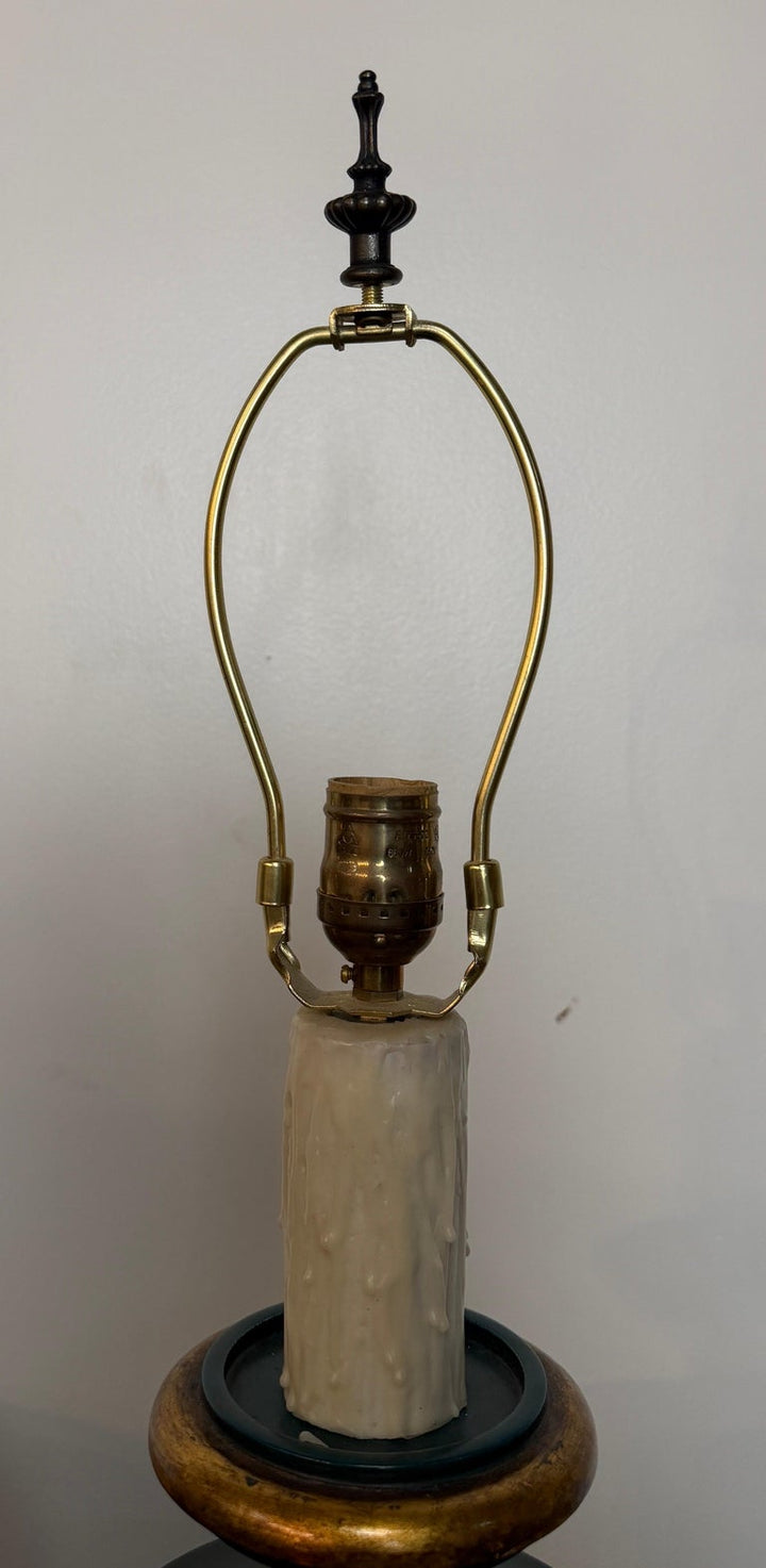 Italian Neoclassical Tole Urn Table Lamp Hand Painted Original Parchment Shade