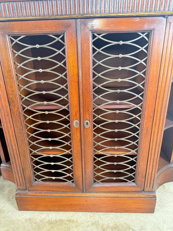 Pair of English Regency–Style Mahogany Bookcases with Brass Detailing