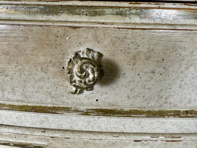 Pair of Louis XV–Style Painted Chests with Antiqued Marbled-Foxed Mirror Tops