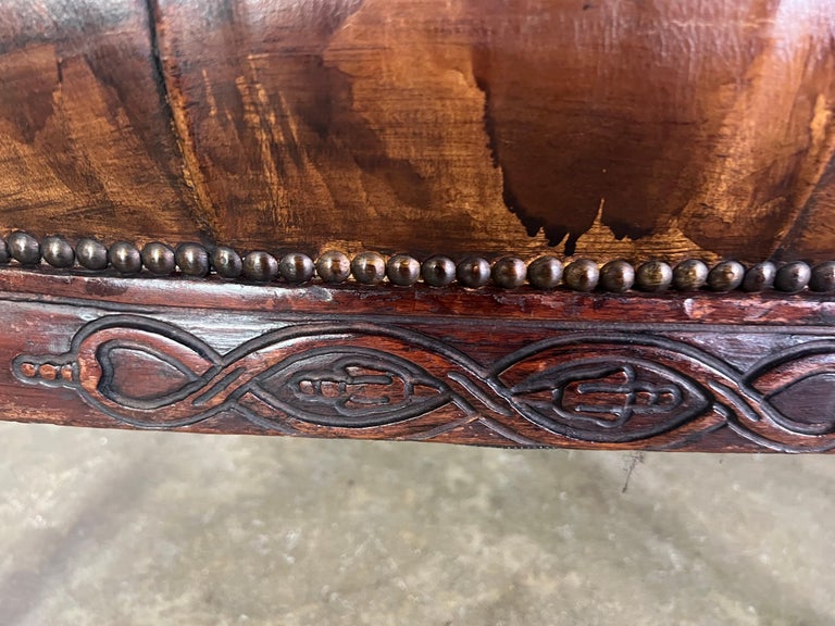 Pair of 19th Century English Leather Tufted Armchairs