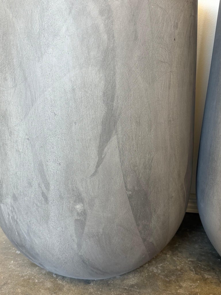 Pair of Monumental Tall Cylinder Planters - Dark Slate Gray pots