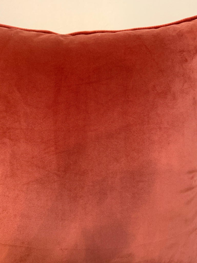 Custom Mariano Fortuny Pillows in Antique Gold &amp; Coral Damask